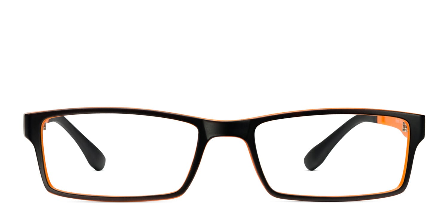 Revel Rene Matte Black w/Orange Rectangle Full Frame eyeglasses - front