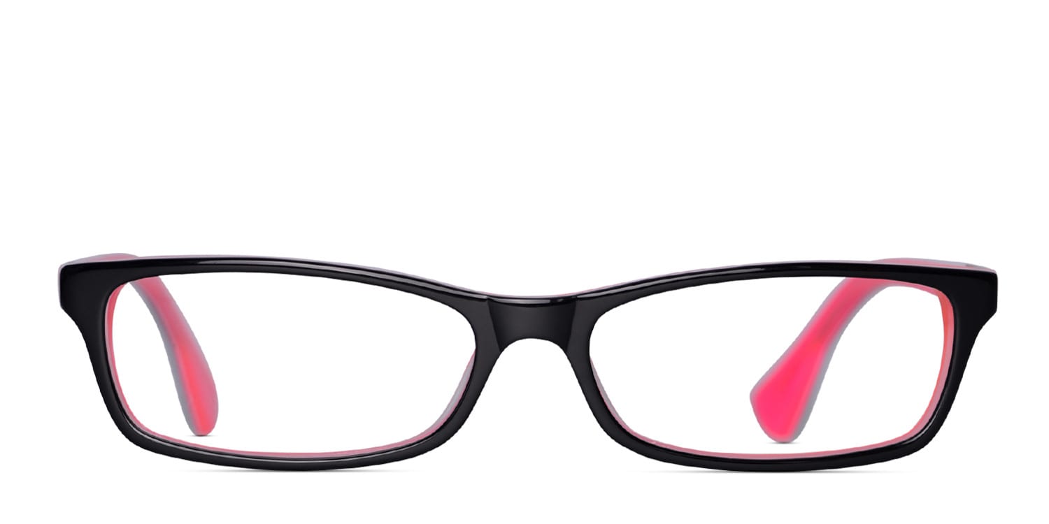 Amelia E. Neola Black w/Pink Rectangle Full Frame eyeglasses - front
