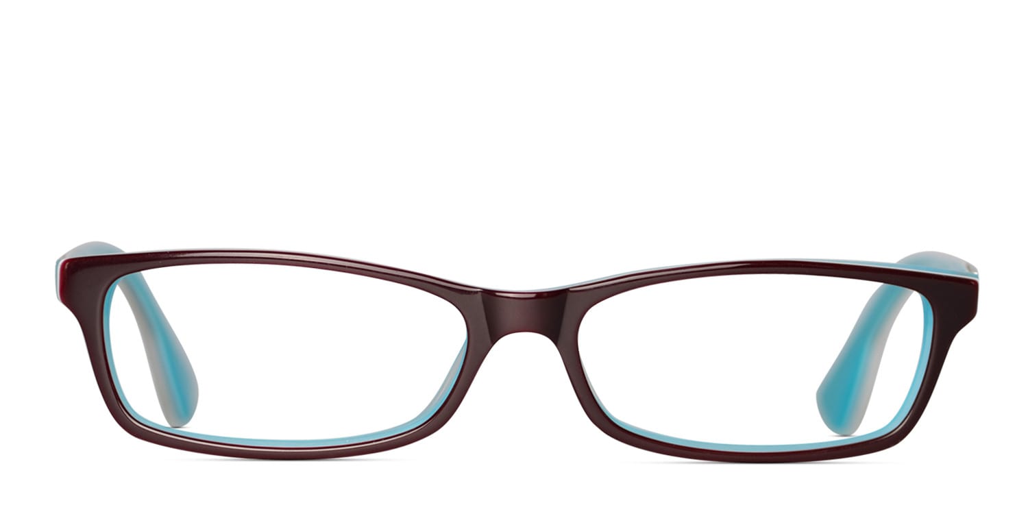 Amelia E. Neola Eggplant w/Teal Prescription Eyeglasses
