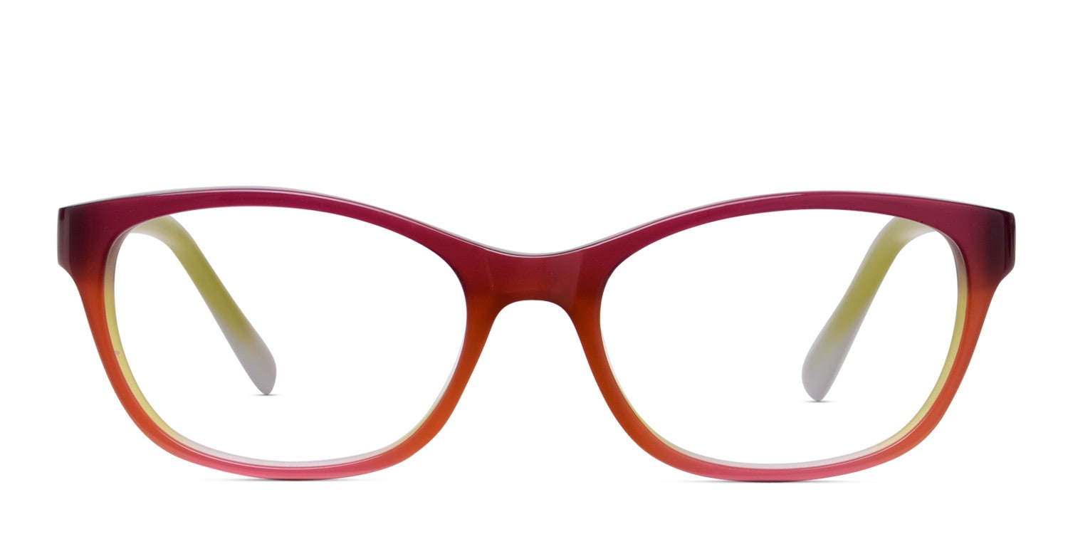 Amelia E. Madison Purple w/Green Rectangle, Cat Eye Full Frame eyeglasses - front