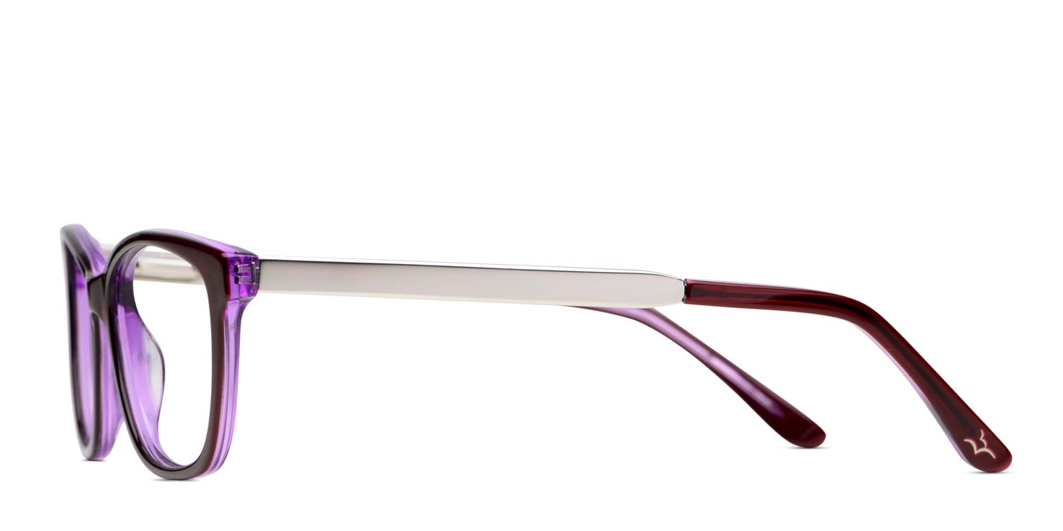 Amelia E. Nettie Burgundy w/Purple Prescription Eyeglasses