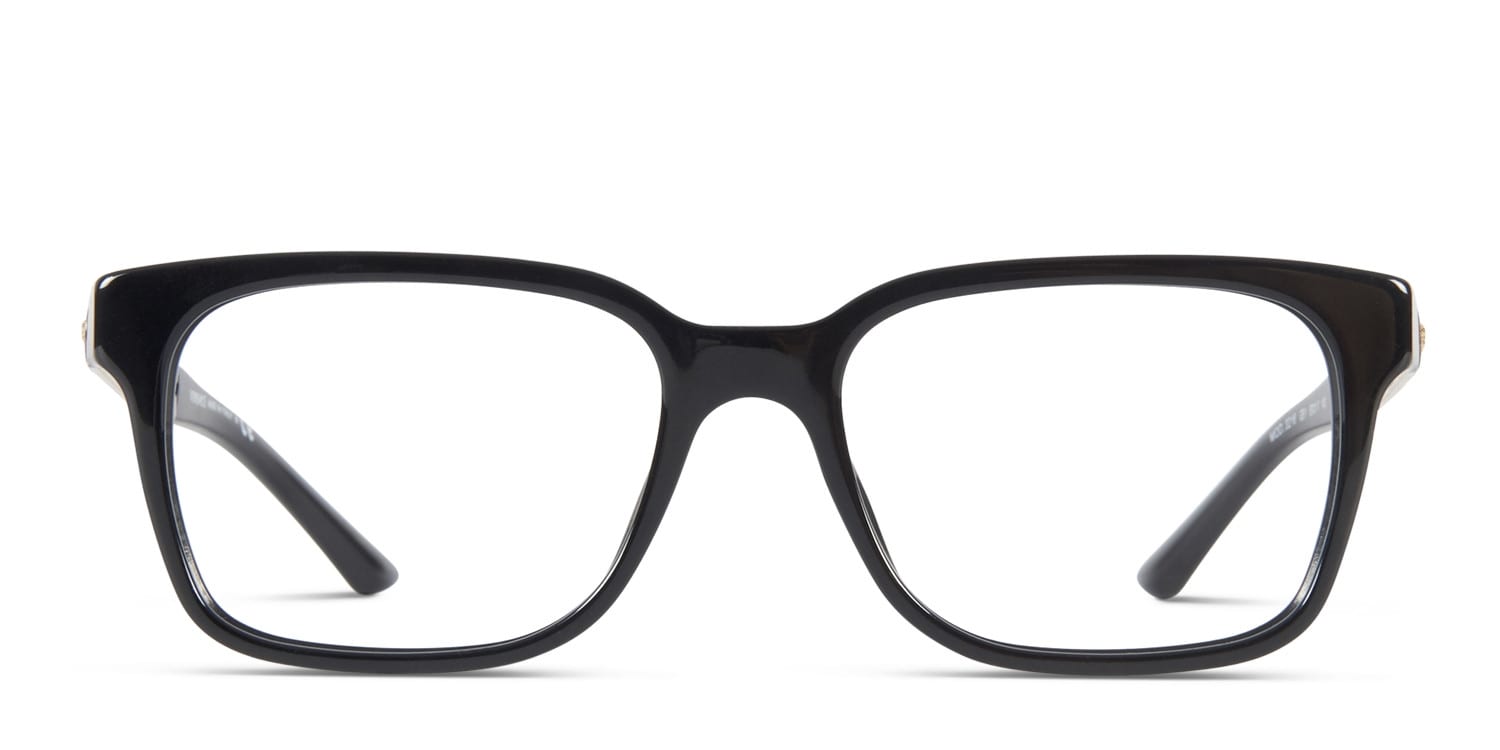 Versace VE3218 Black/Gold Square Full Frame eyeglasses - front