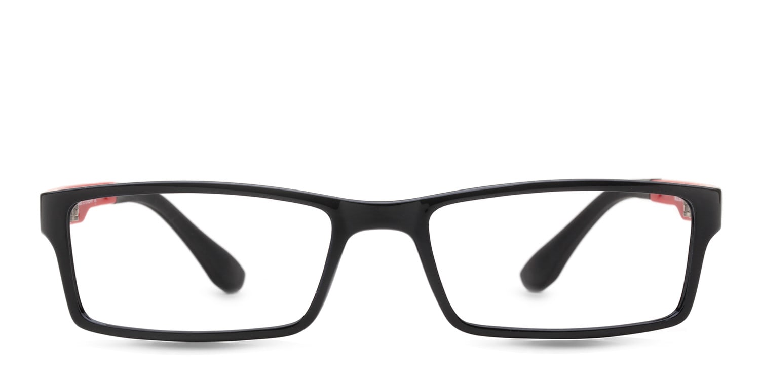 Michelle Moretti 500 Black w/Red Rectangle Full Frame eyeglasses - front
