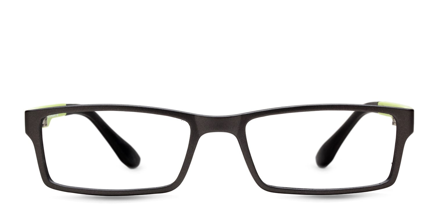 Charlie Gray w/Green Rectangle Full Frame eyeglasses - front