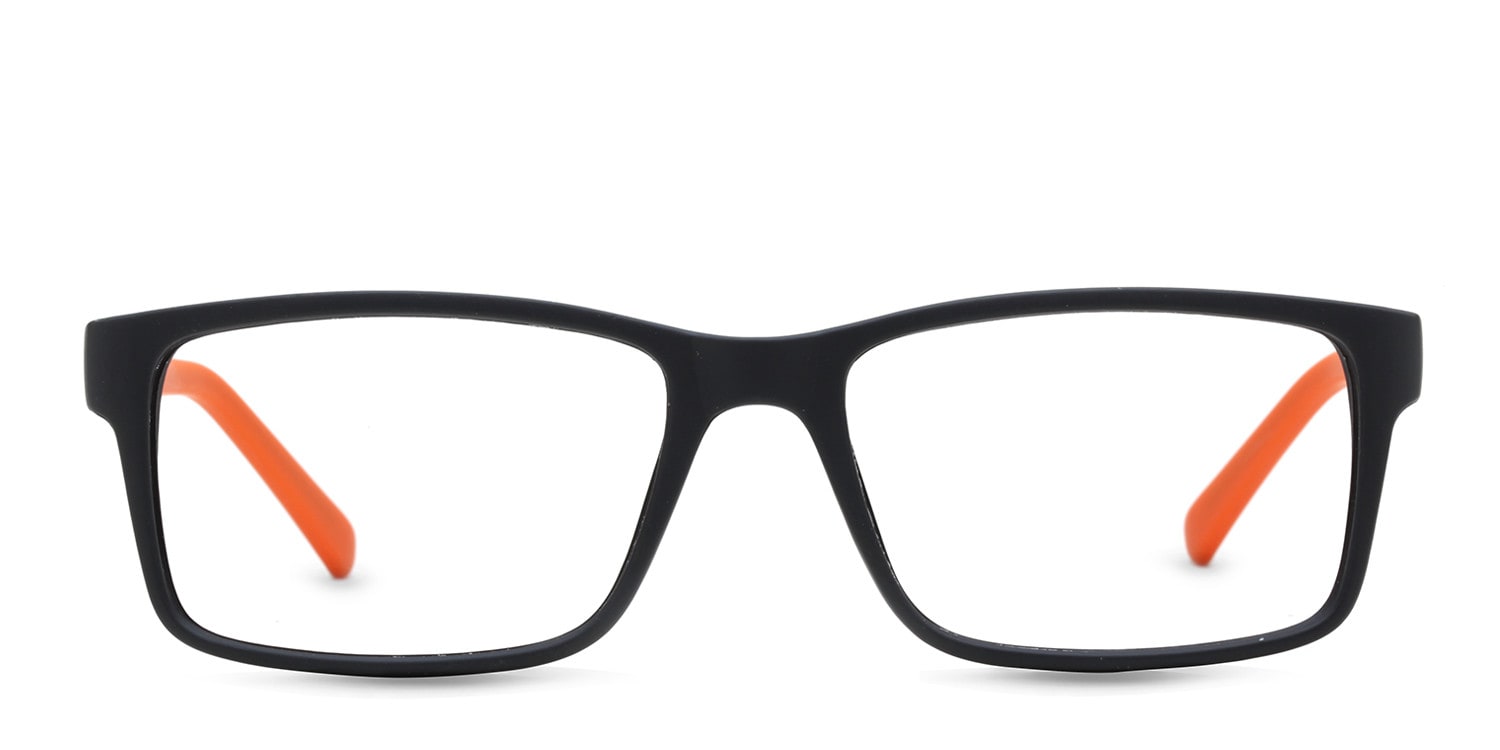 Danny Black w/Orange Rectangle, Square Full Frame eyeglasses - front