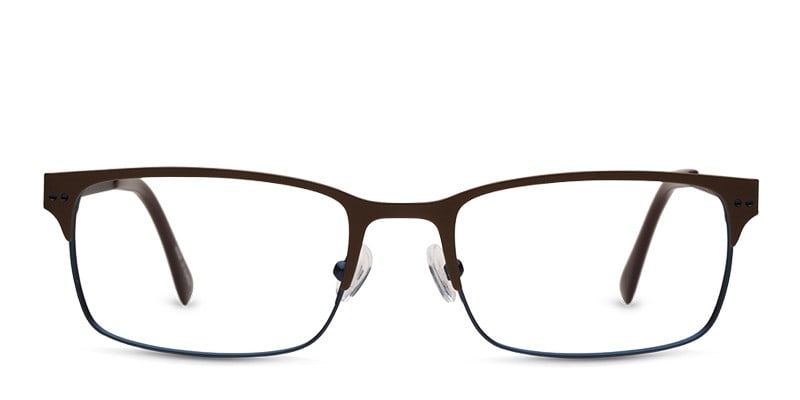 Hendrick Brown w/Blue Rectangle, Browline Full Frame eyeglasses - front