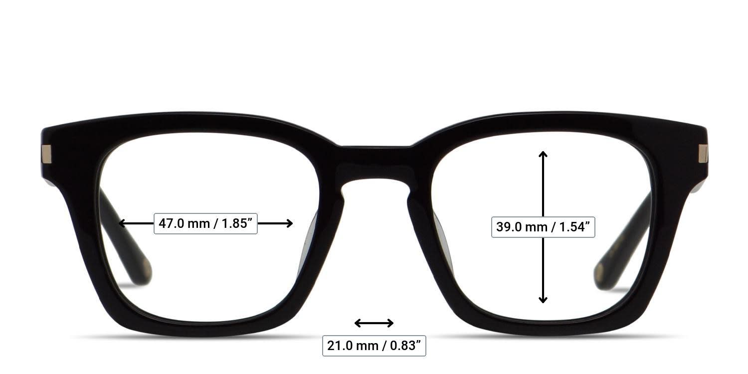 Muse X Hilary Duff Grace Shiny Black, Gold glasses - Measurements