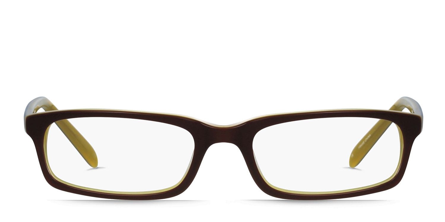 Joey Brown/Yellow Kids Rectangle Full Frame eyeglasses - front