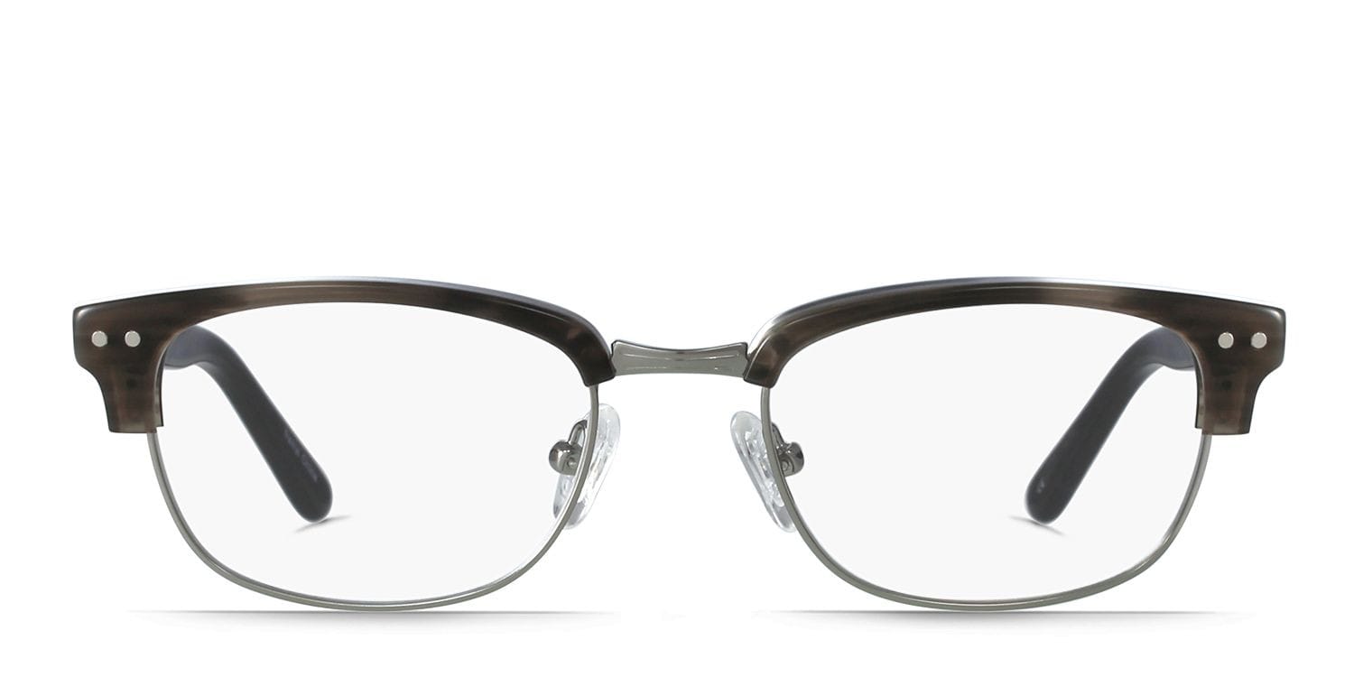 Stepper Gray w/Silver Rectangle, Browline Full Frame eyeglasses - front