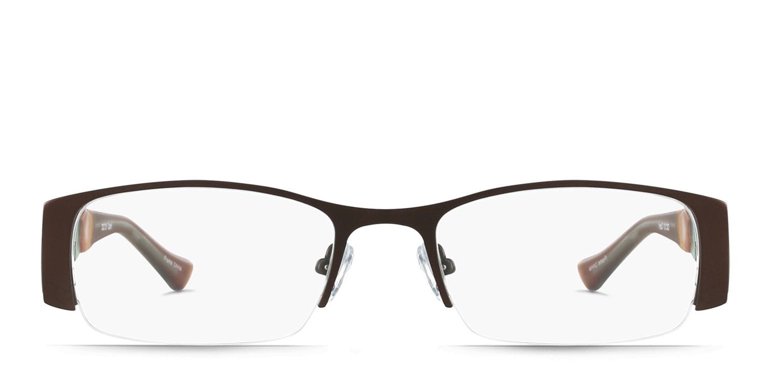 Zelda Brown Rectangle Half Frame eyeglasses - front
