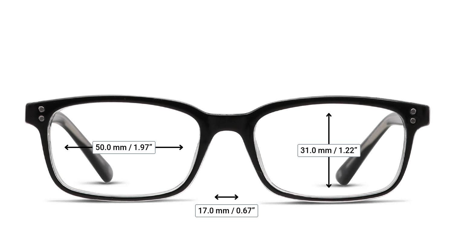 Muse Corvallis Shiny Black, Clear glasses - Measurements