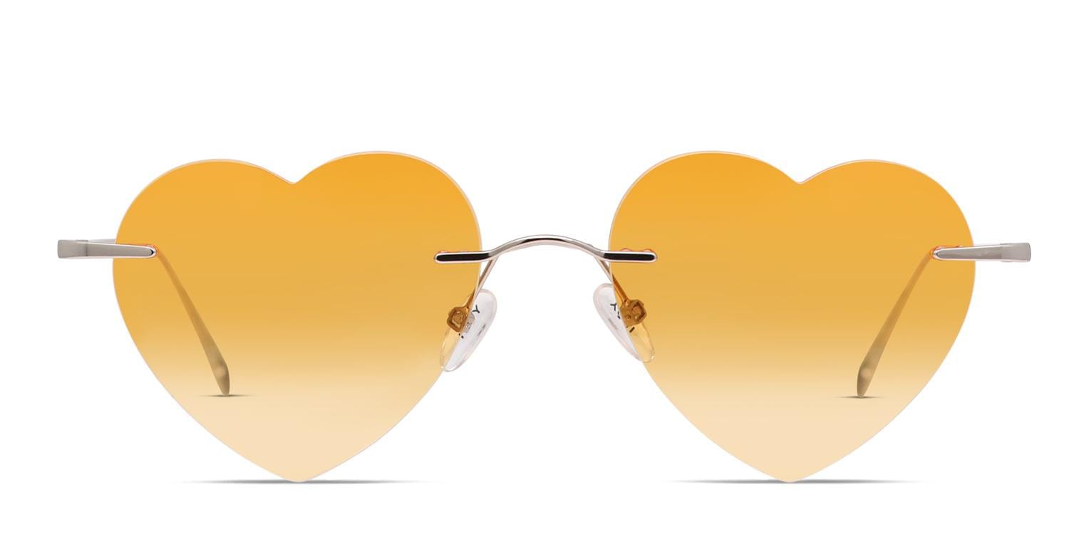 Orange heart shaped pride glasses