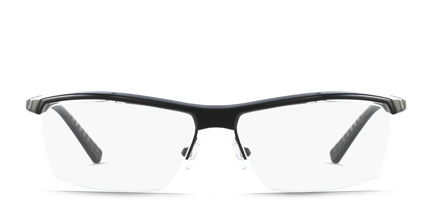 Caribou Shiny Black Wrap Half Frame eyeglasses - front