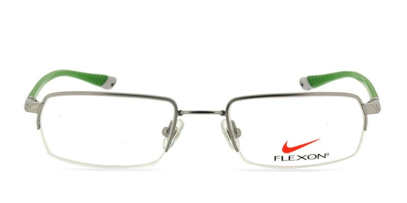 Nike 4174 Silver w/Green NA Rectangle Half Frame sunglasses - front
