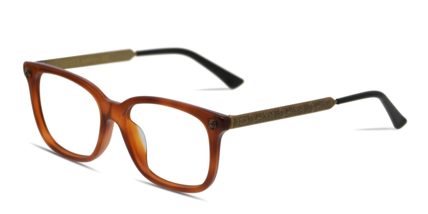 Gucci GG0218OA Tortoise/Clear/Gold Prescription Eyeglasses