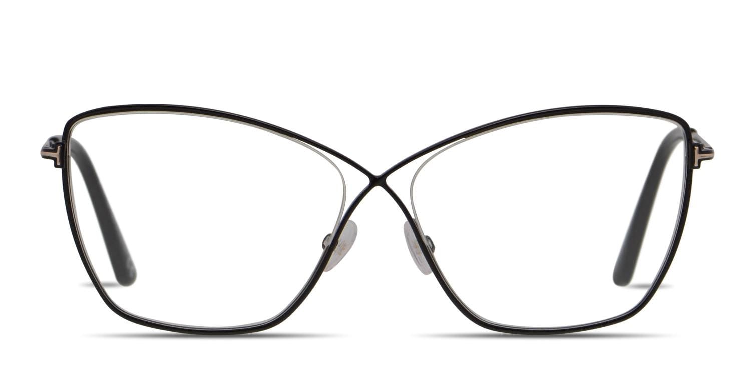Tom Ford TF5518 Black Geometric Full Frame, Lightweight eyeglasses - front