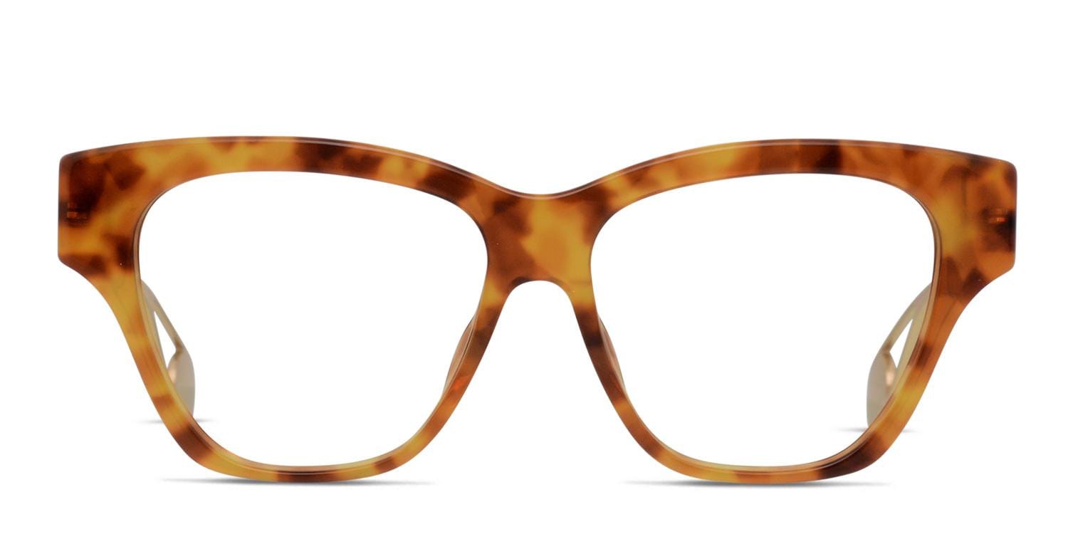 Gucci GG0438O Tortoise/Yellow/Gold Cat Eye, Geometric Full Frame eyeglasses - front