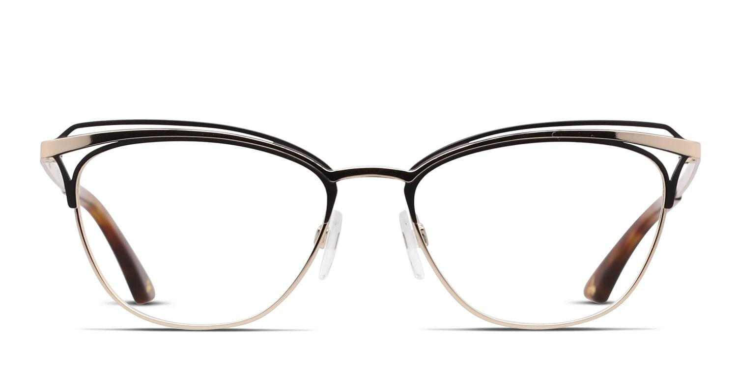 Amelia E. Bridgette Gold, Black glasses - Black / Gold - Frontal View