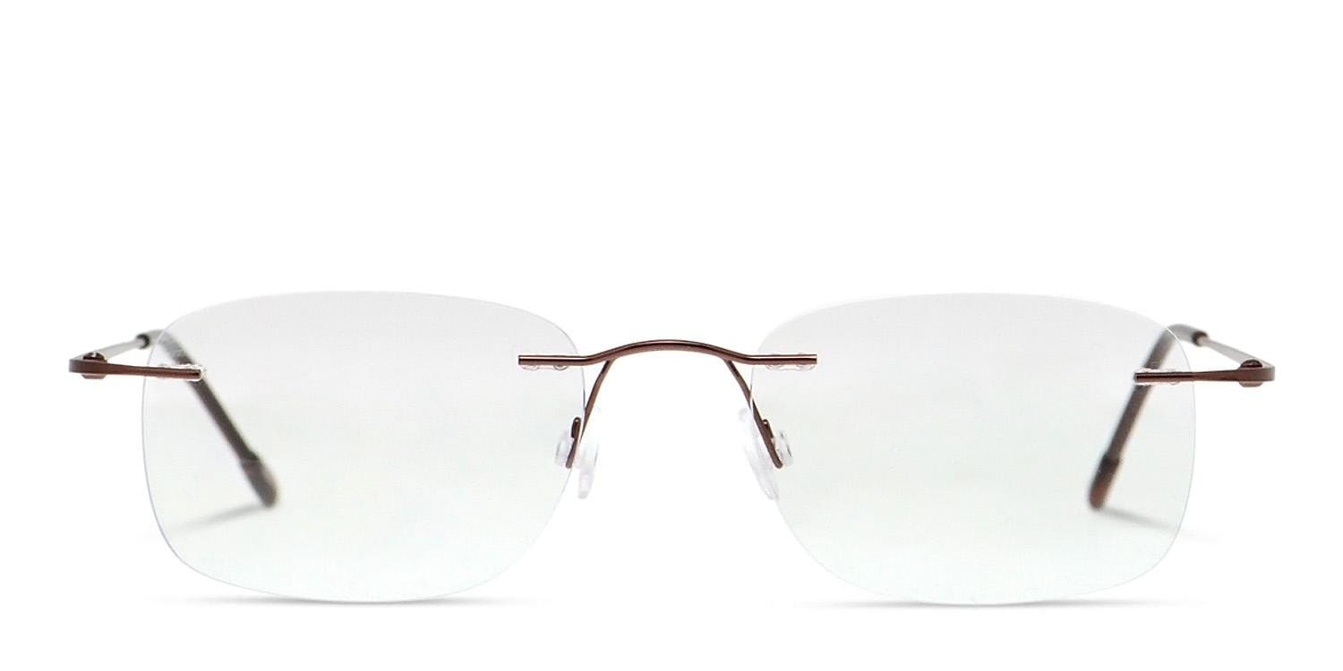 Rome Brown Rectangle Rimless eyeglasses - front