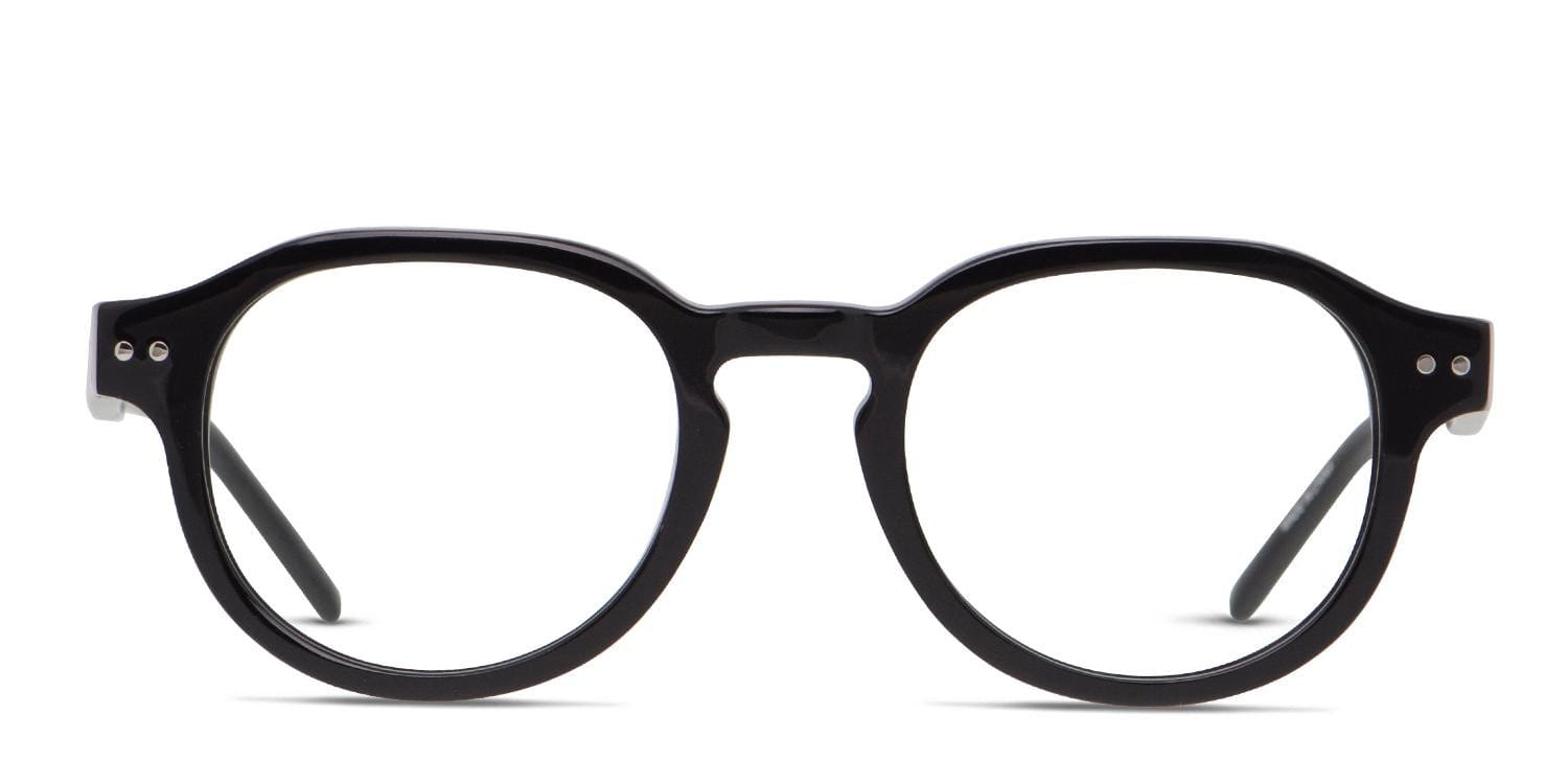 Muse Jalen Shiny Black Round, Geometric Full Frame eyeglasses - front