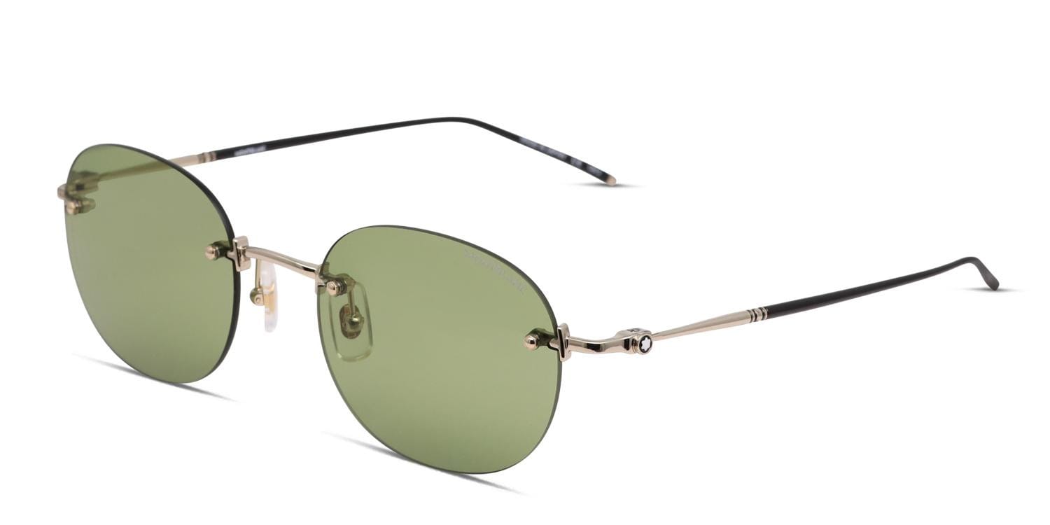 Mont Blanc MB0126S Gold/Green Prescription Sunglasses