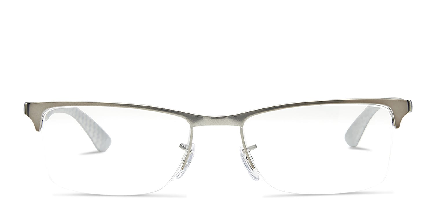 Ray-Ban 8413 Silver Rectangle Half Frame eyeglasses - front