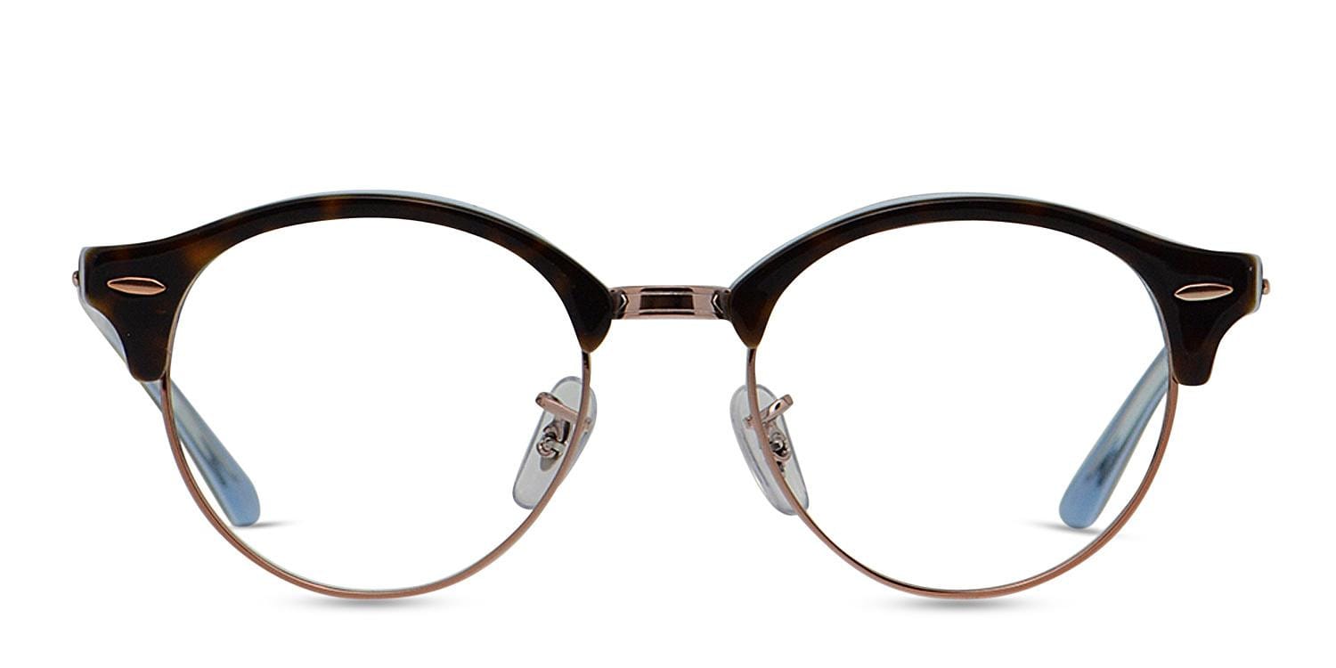 Ray-Ban RX4246V Clubround Tortoise/Rose Gold/Blue Round, Browline Full Frame eyeglasses - front