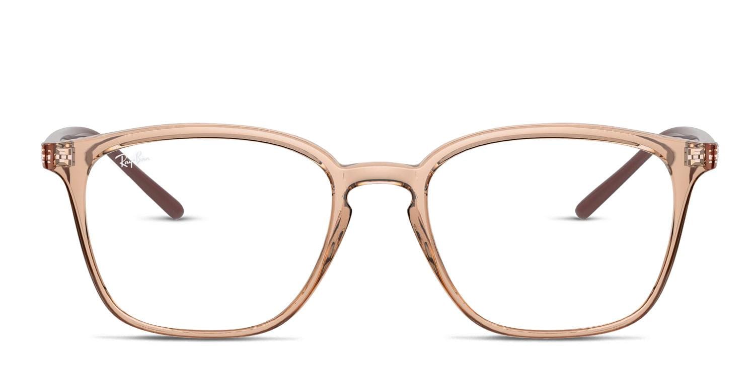 Ray-Ban RX7185 Brown, Clear, Red glasses - Brown / Red / Clear - Frontal View
