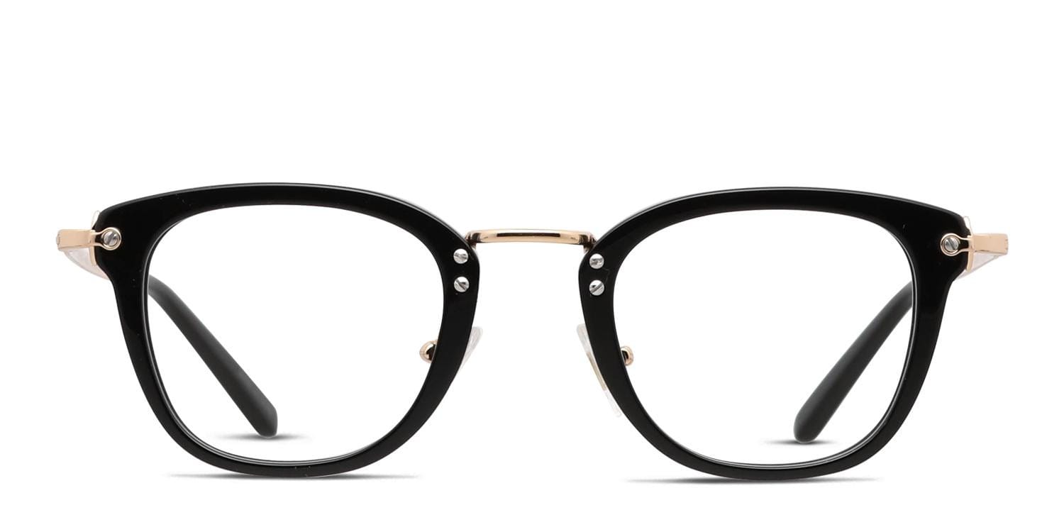 Diff Rue Shiny Black/Gold Eyeglasses | Includes Free Rx Lenses ...