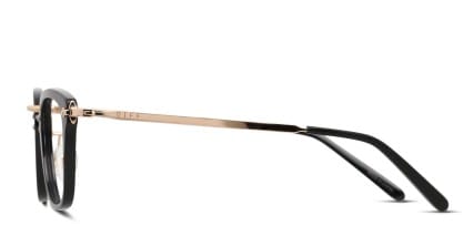 Diff Rue Shiny Black/Gold Eyeglasses | Includes Free Rx Lenses ...