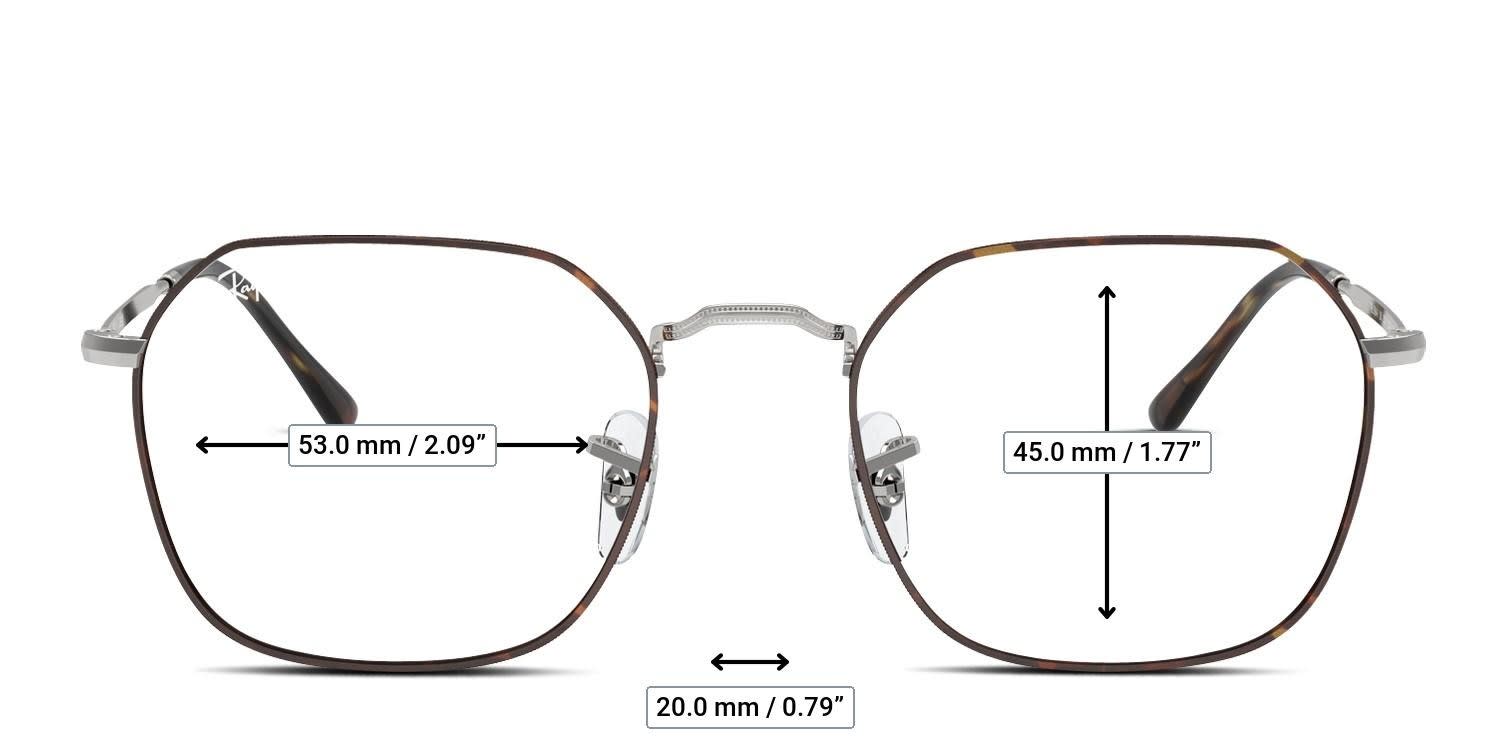 Ray-Ban RX3694V Jim Tortoise, Silver glasses - Measurements