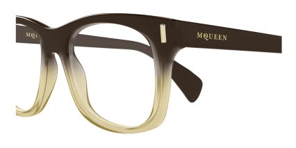 Alexander McQueen AM0551O Brown, Yellow glasses - Brown / Yellow - Side View