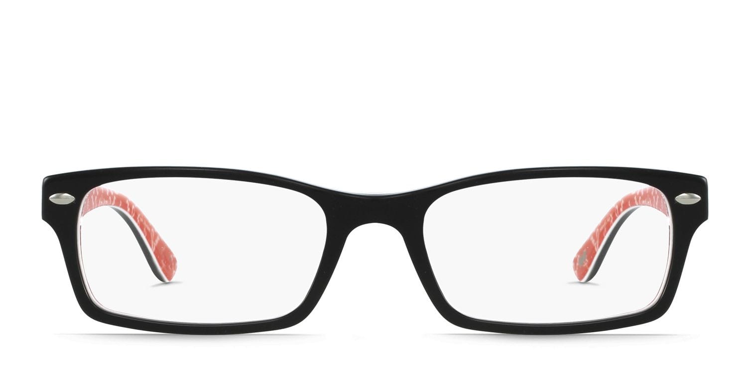 Ray-Ban 5206 Black w/Red Rectangle Full Frame eyeglasses - front