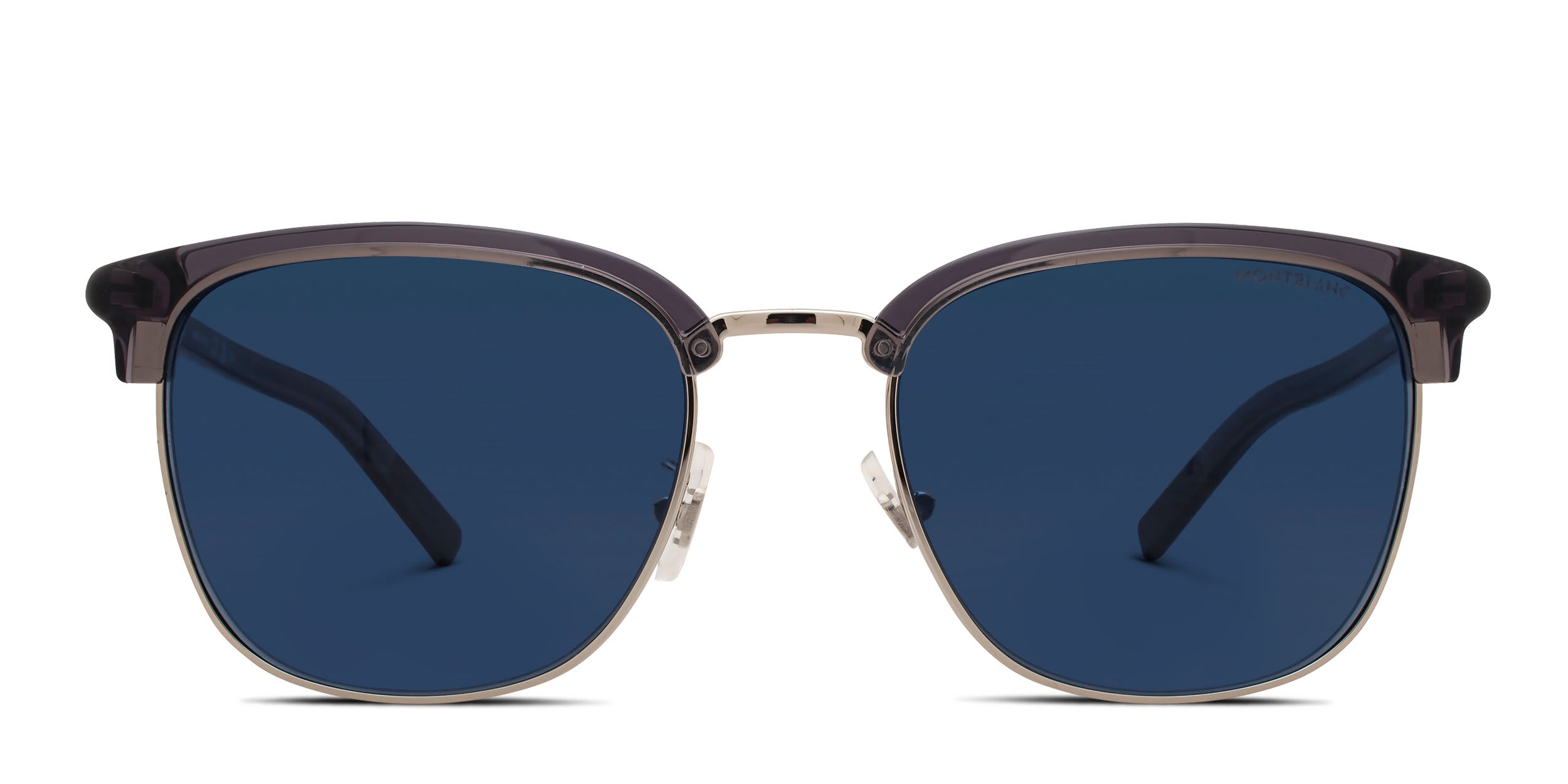 Mont Blanc MB0488SA Gray, Silver glasses - Gray / Silver - Frontal View