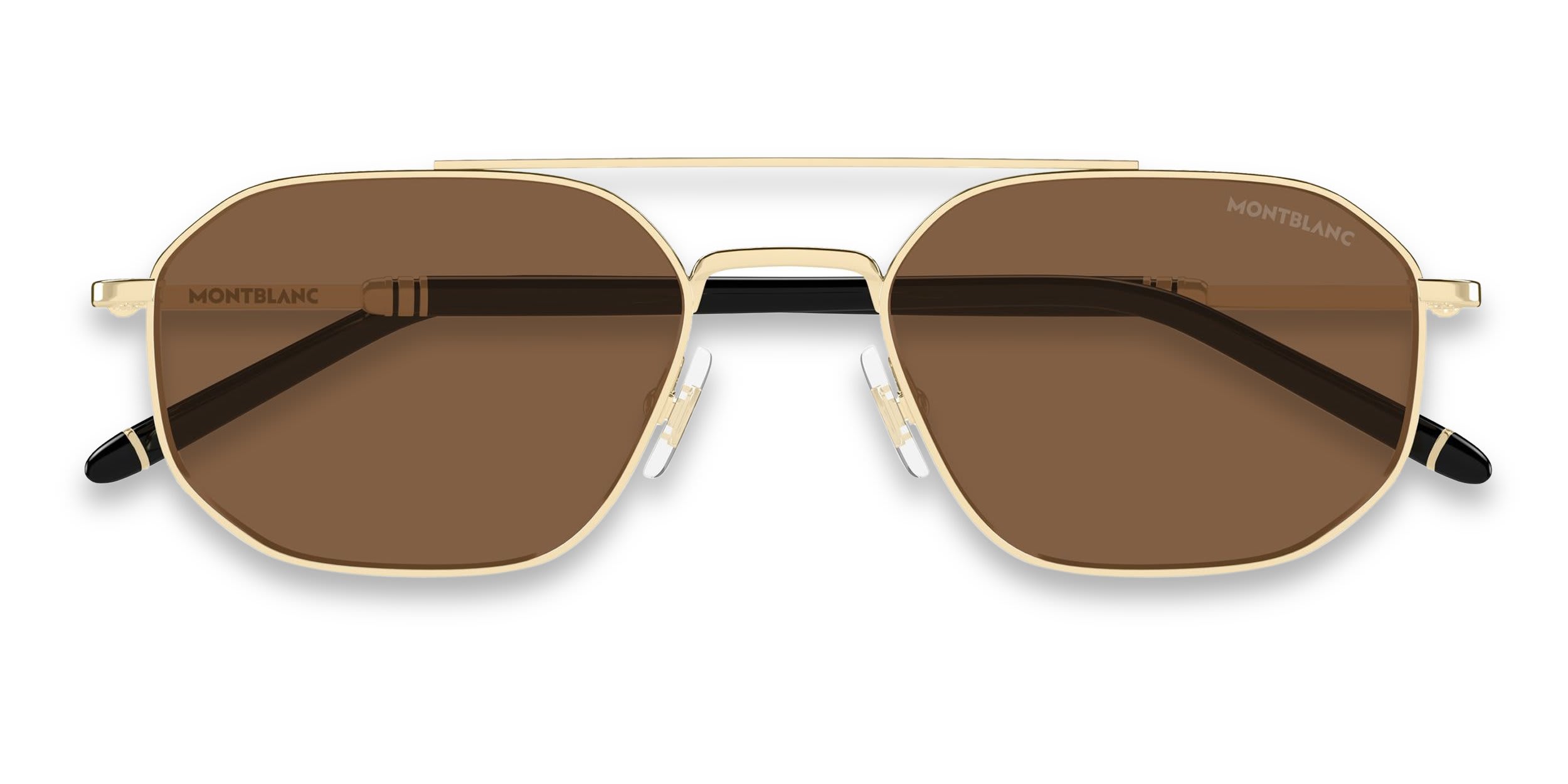 Mont Blanc MB0481S Gold, Brown glasses - Gold - Frontal View