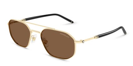 Mont Blanc MB0481S Gold, Brown glasses - Gold - Angle View