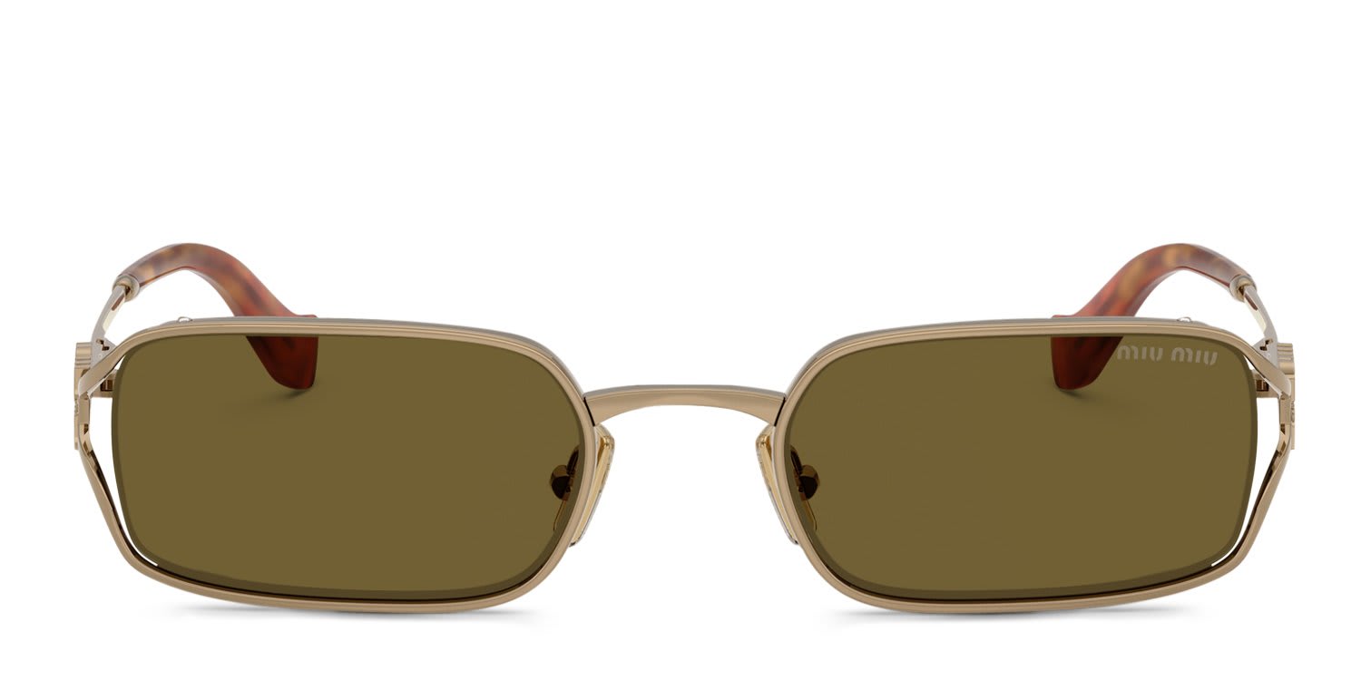 Miu Miu MUC50S Gold, Brown glasses - Gold - Frontal View