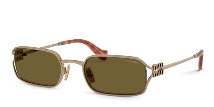 Miu Miu MUC50S Gold, Brown glasses - Gold - Angle View