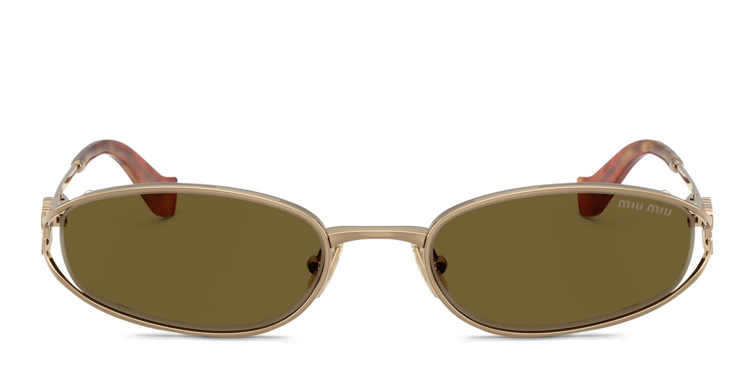 Miu Miu MUC51S Gold, Brown glasses - Gold - Frontal View