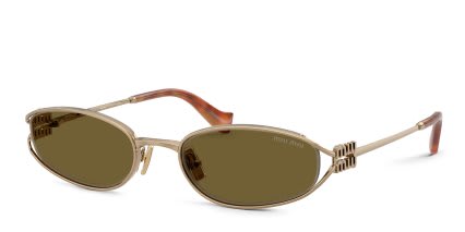 Miu Miu MUC51S Gold, Brown glasses - Gold - Angle View
