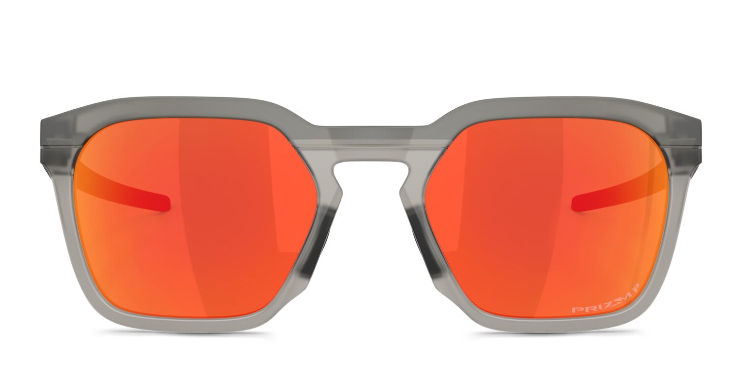 Oakley OO9555 HSTN SQ 2.0 Gray, Red glasses - Gray - Frontal View