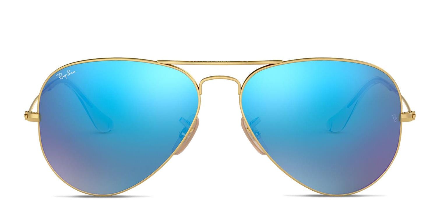 Ray-Ban RB3025 Gold w/Blue Aviator Full Frame sunglasses - front