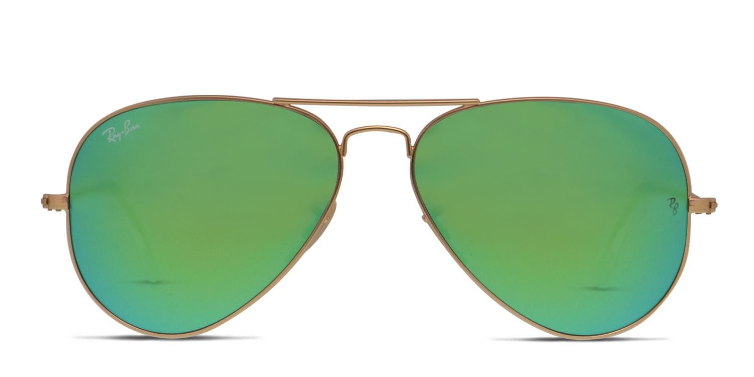Ray-Ban RB3025 Gold w/Green Aviator Full Frame sunglasses - front