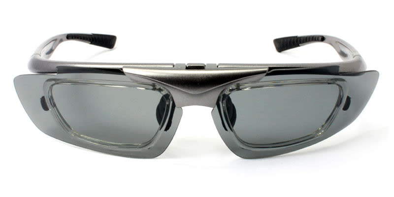 Panlees S980 Gray Inner-ClipOn Polarized Wrap Full Frame eyeglasses - front