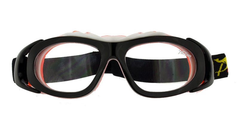 Panlees D517 Black w/White/Orange Oval, Wrap Full Frame eyeglasses - front