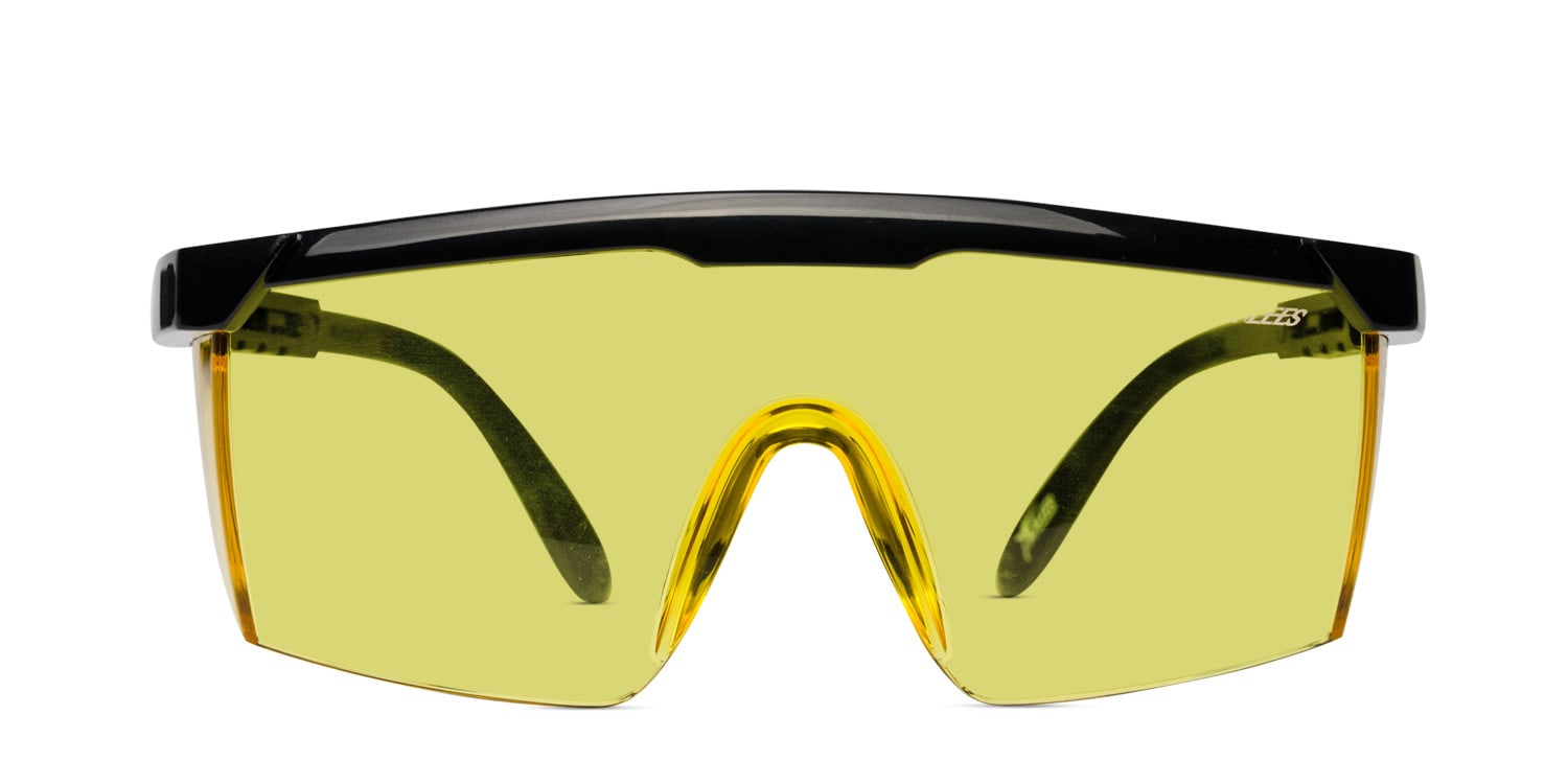 AS03 Black w/Yellow Safety Glasses (Non-Rx-able) Square, Aviator Half Frame sunglasses - front