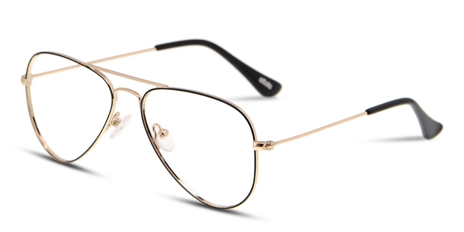 Ottoto Allo Black/Gold Kids Prescription Eyeglasses