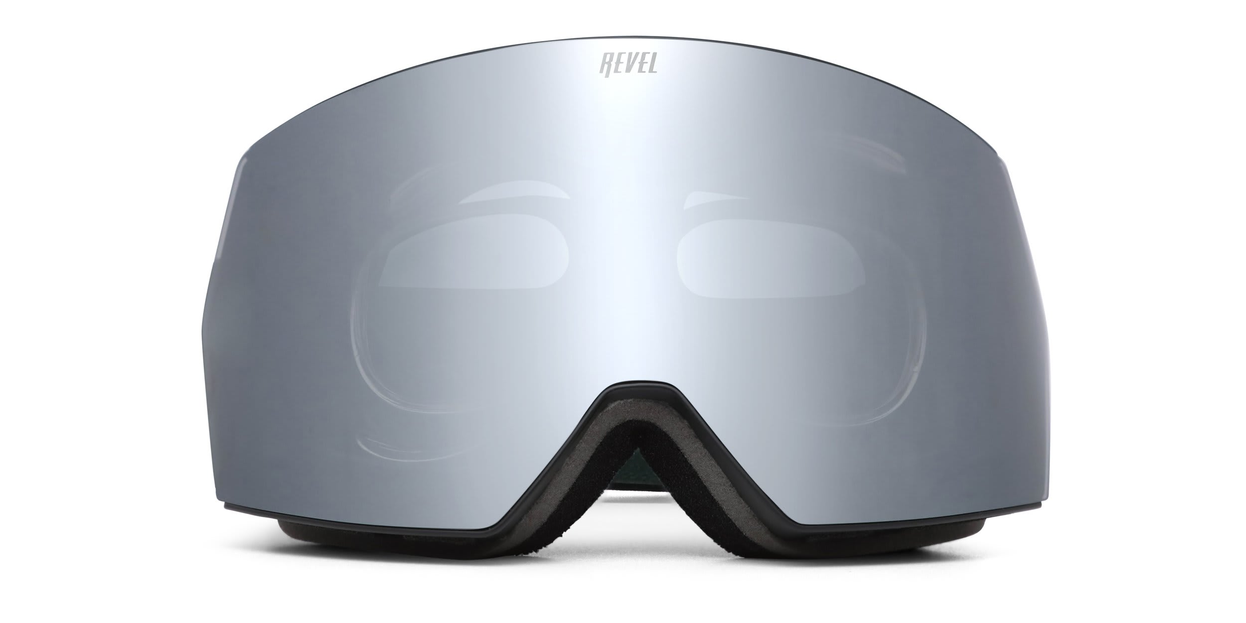 Revel Aspen Ski Goggles w/Clip-in Black, Silver glasses - Black / Silver - Frontal View
