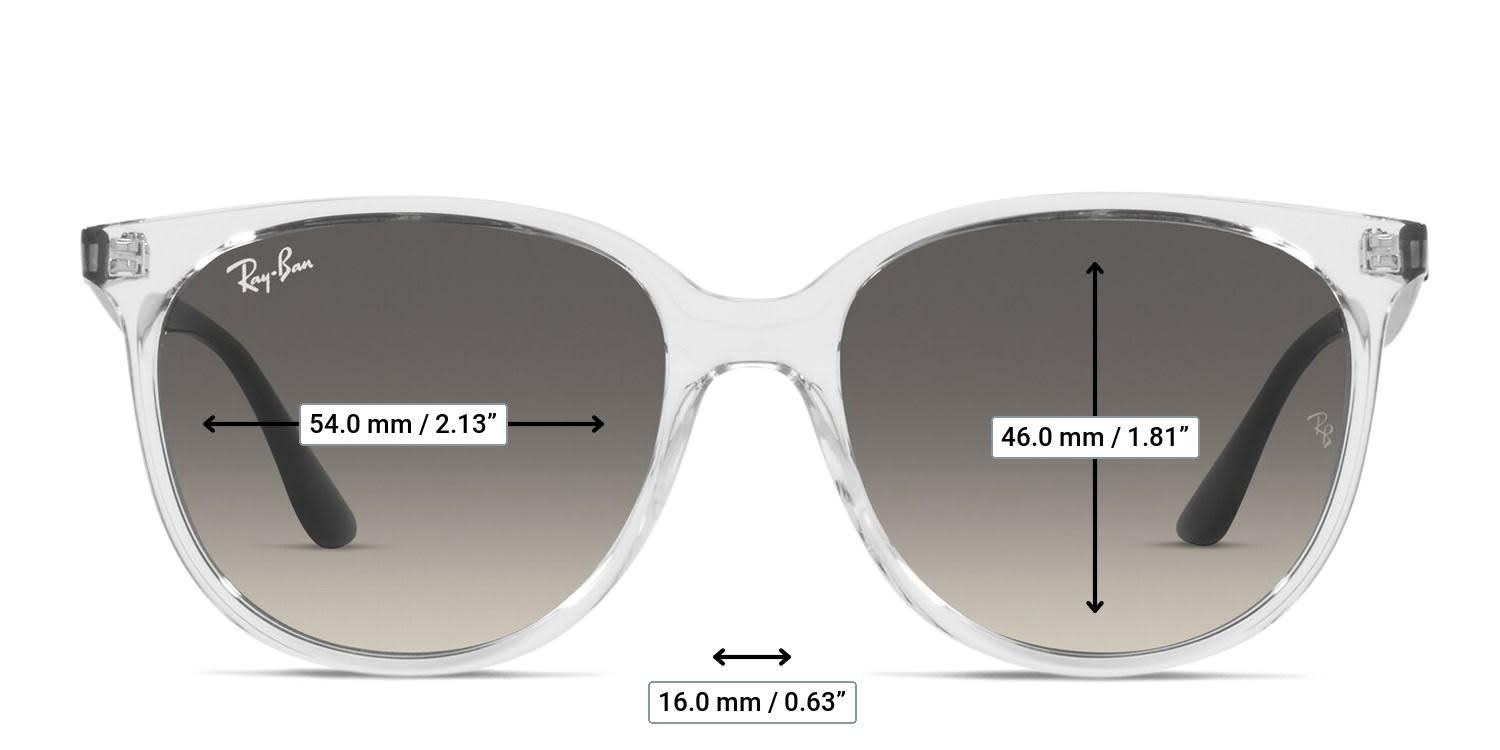 Ray-Ban RB4378 clear frame with grey gradient lenses. Lenses provide ...