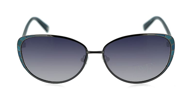 Diane Von Furstenberg DVF805S Gunmetal/Teal w/Green NA Wayframe Full Frame sunglasses - front